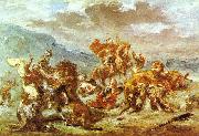 Eugene Delacroix Lowenjagd oil painting reproduction